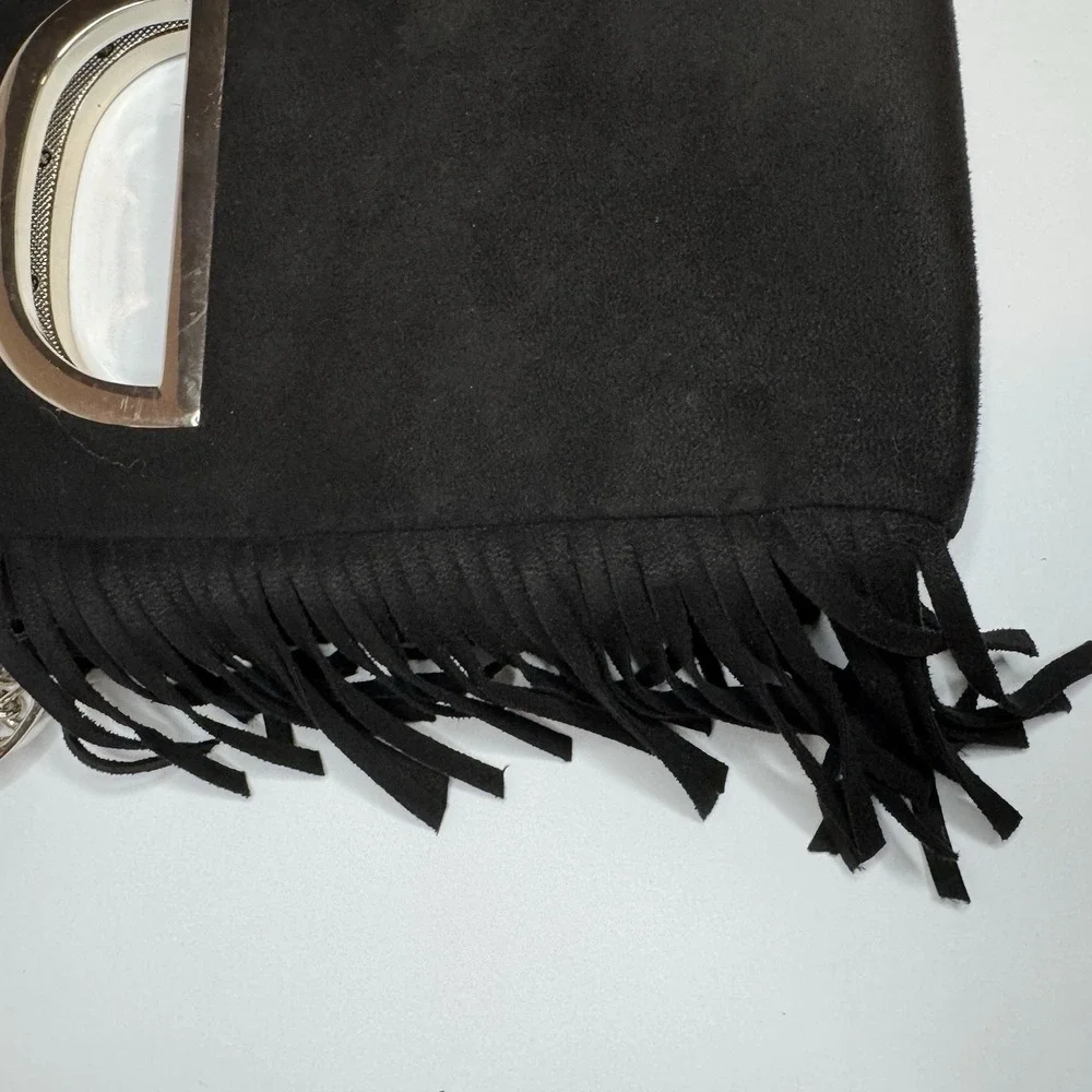 White House Black Market Black Satchel Crossbody Bag Tassel Womens‎